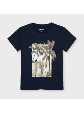 Size 6 Boys Mayoral Navy Kids T-Shirt with Surfboard Graphic